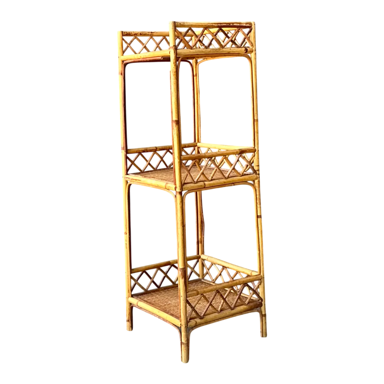 Vintage Rattan Three-Tier Shelf