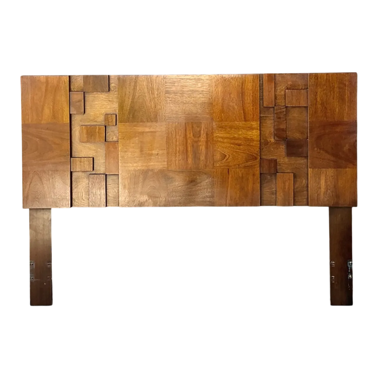 Vintage Lane “Mosaics” Brutalist Wood Queen Headboard