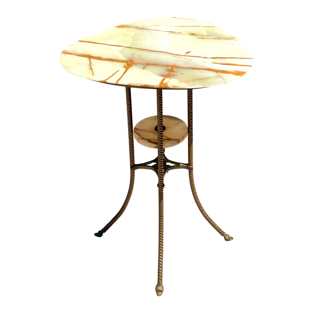 Vintage Greek Key Brass and Onyx Accent Table