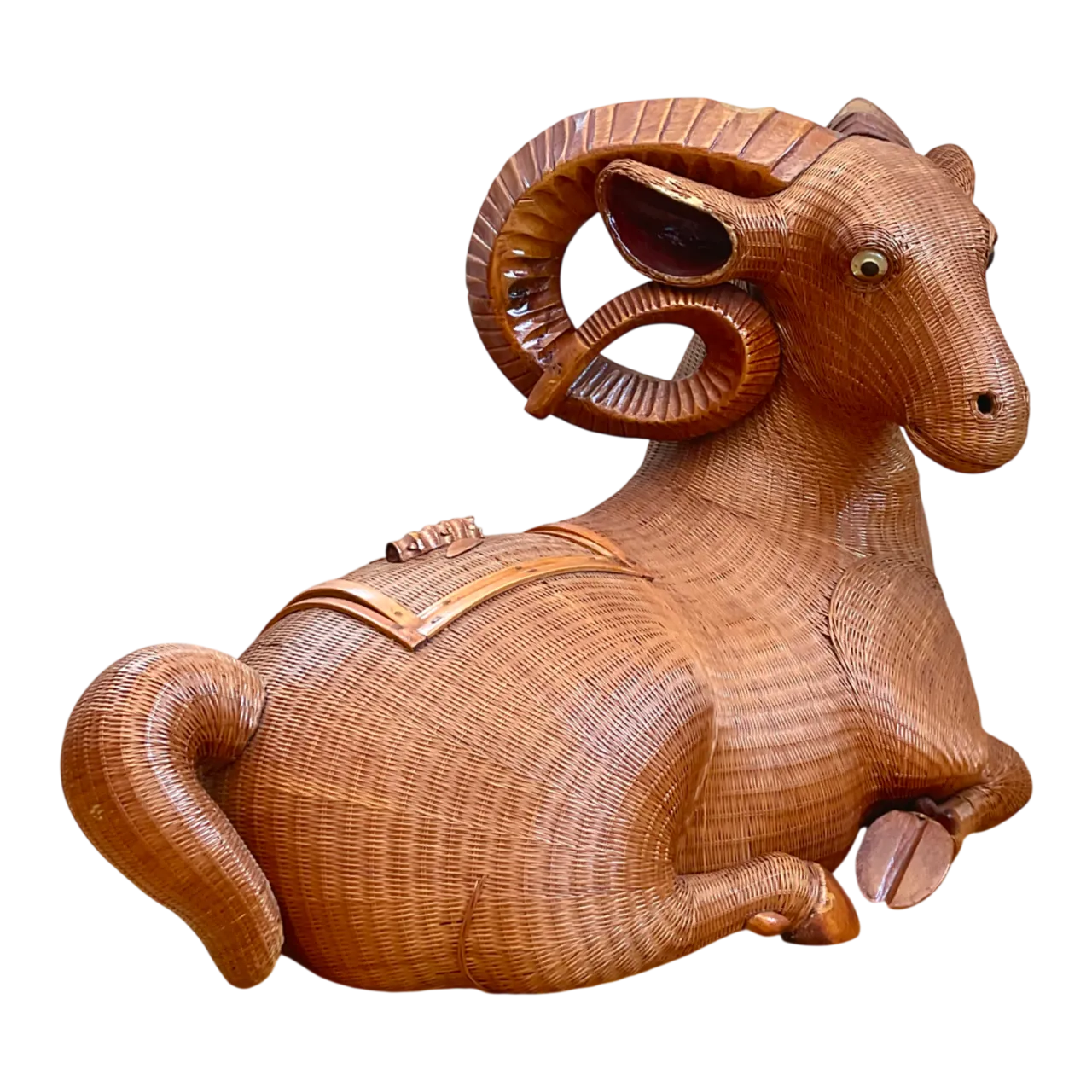 Vintage Shanghai Weave Curly Horn Ram Box