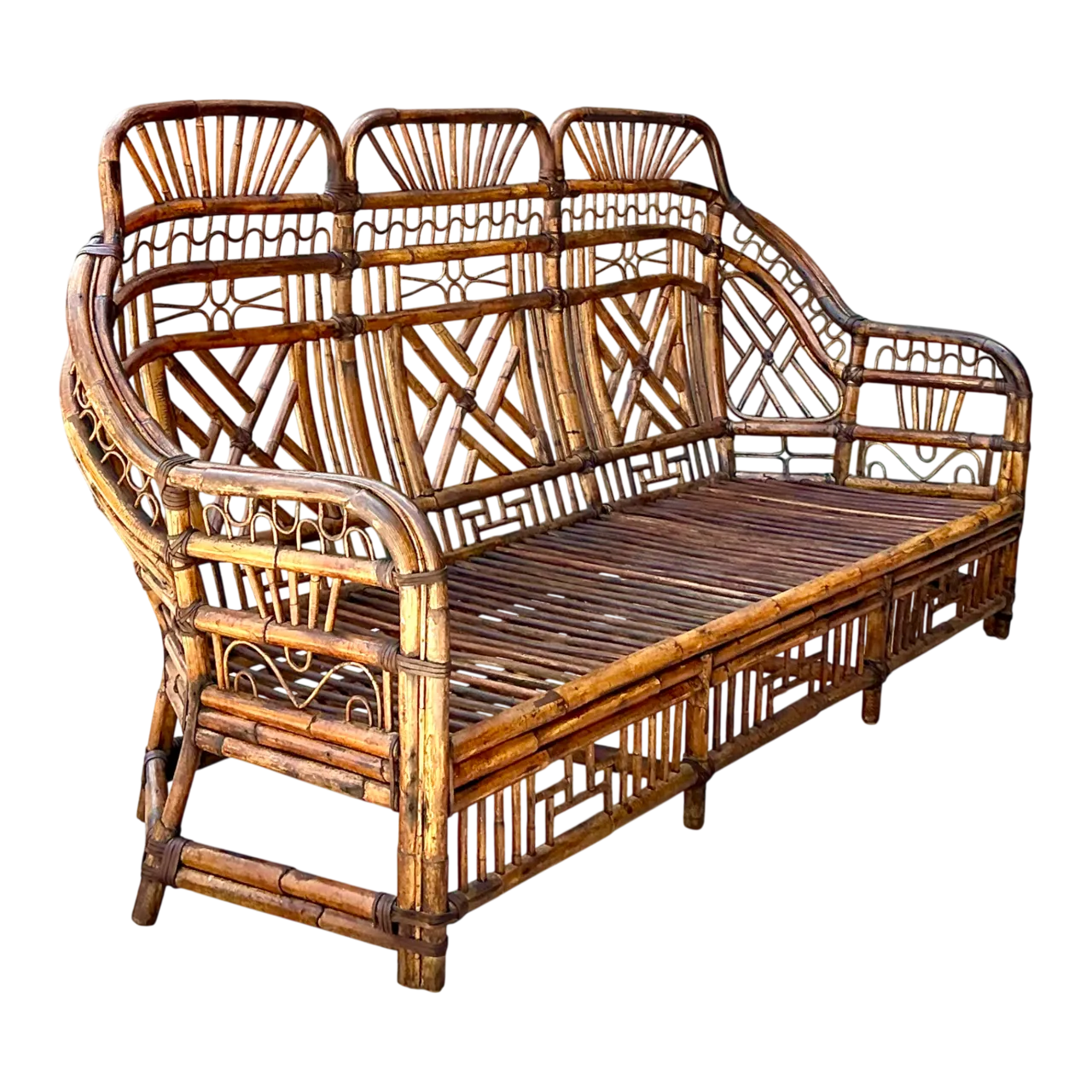 Vintage Brighton Rattan High Back Sofa