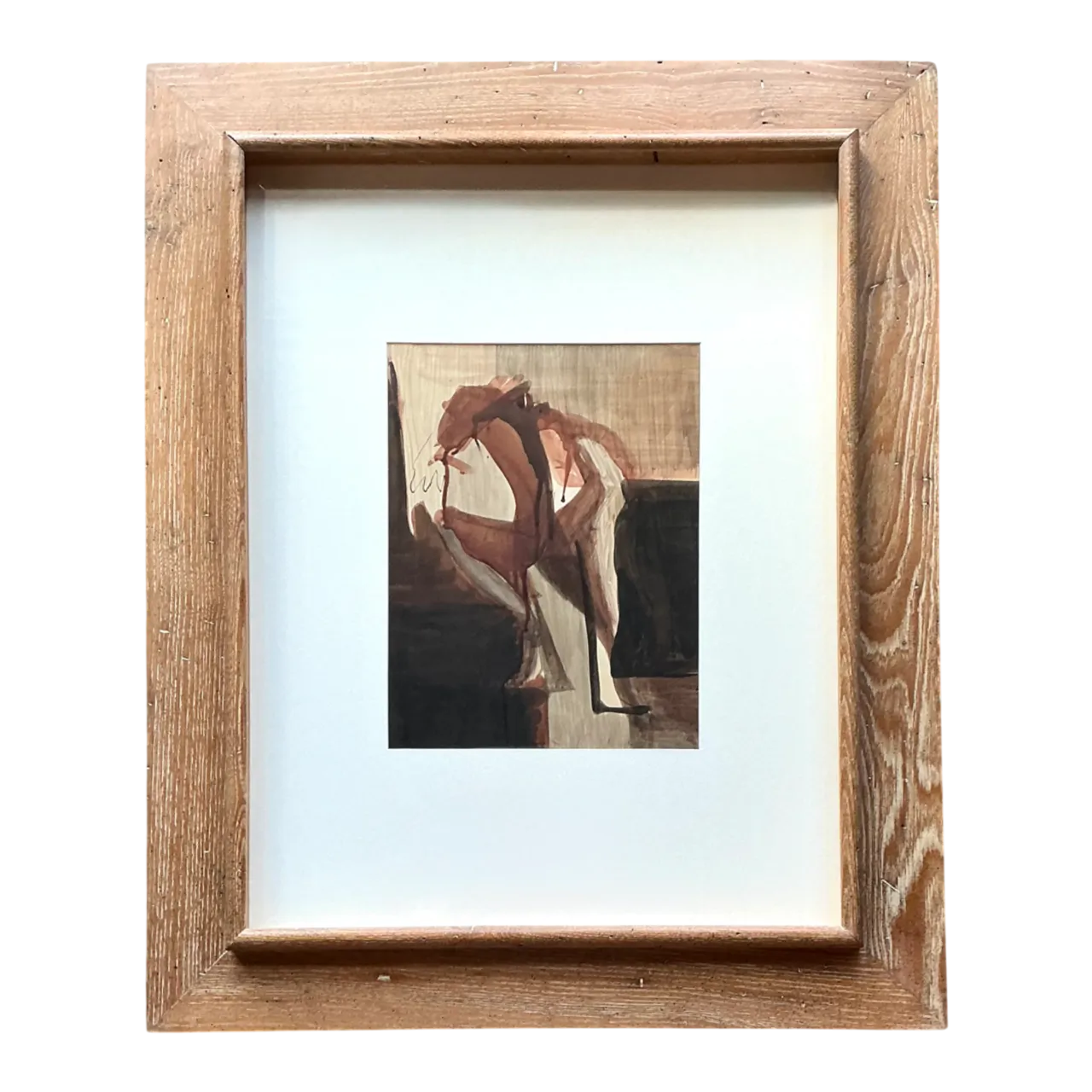 Vintage Framed Abstract Figurative Painting