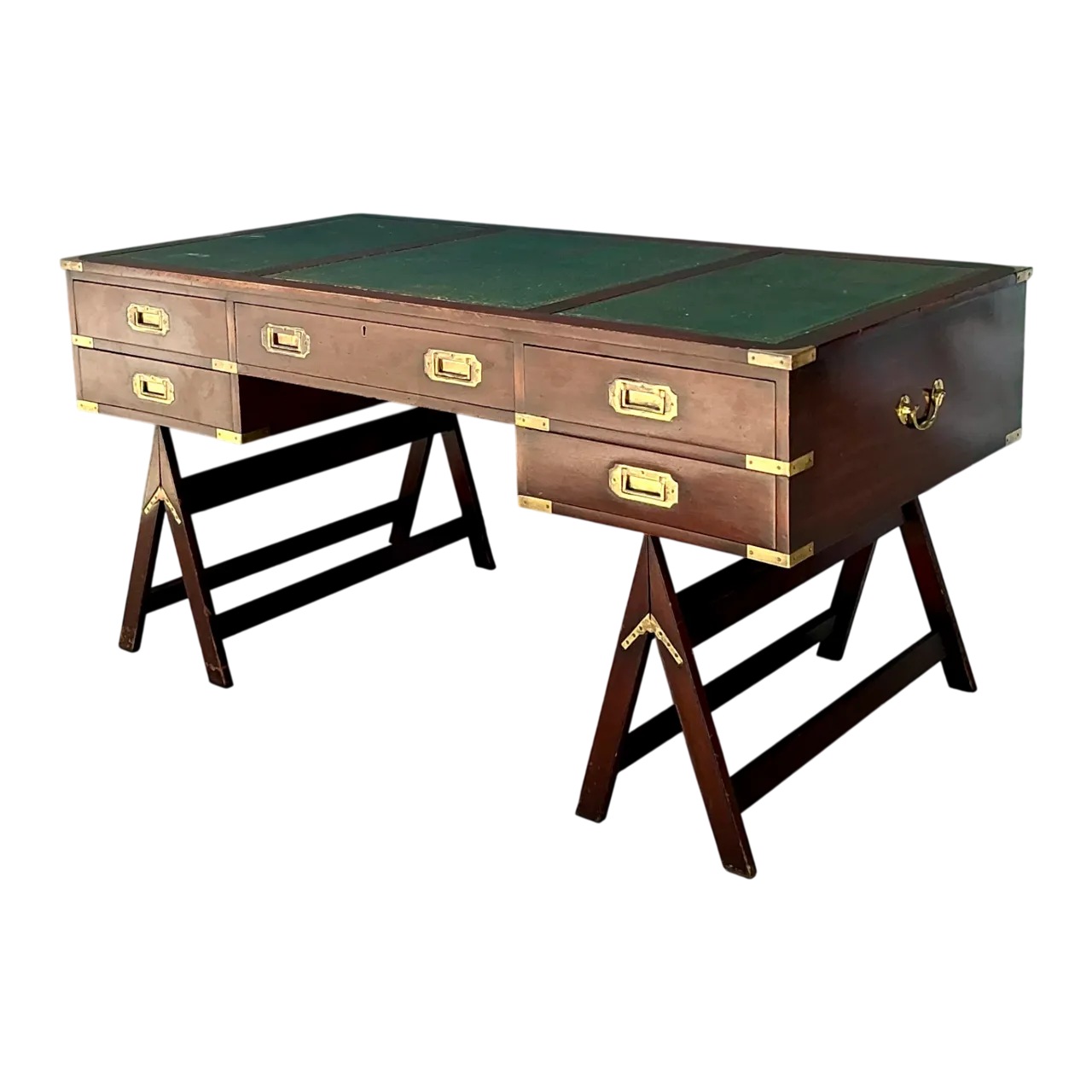 Vintage Military Campaign Wood Desk