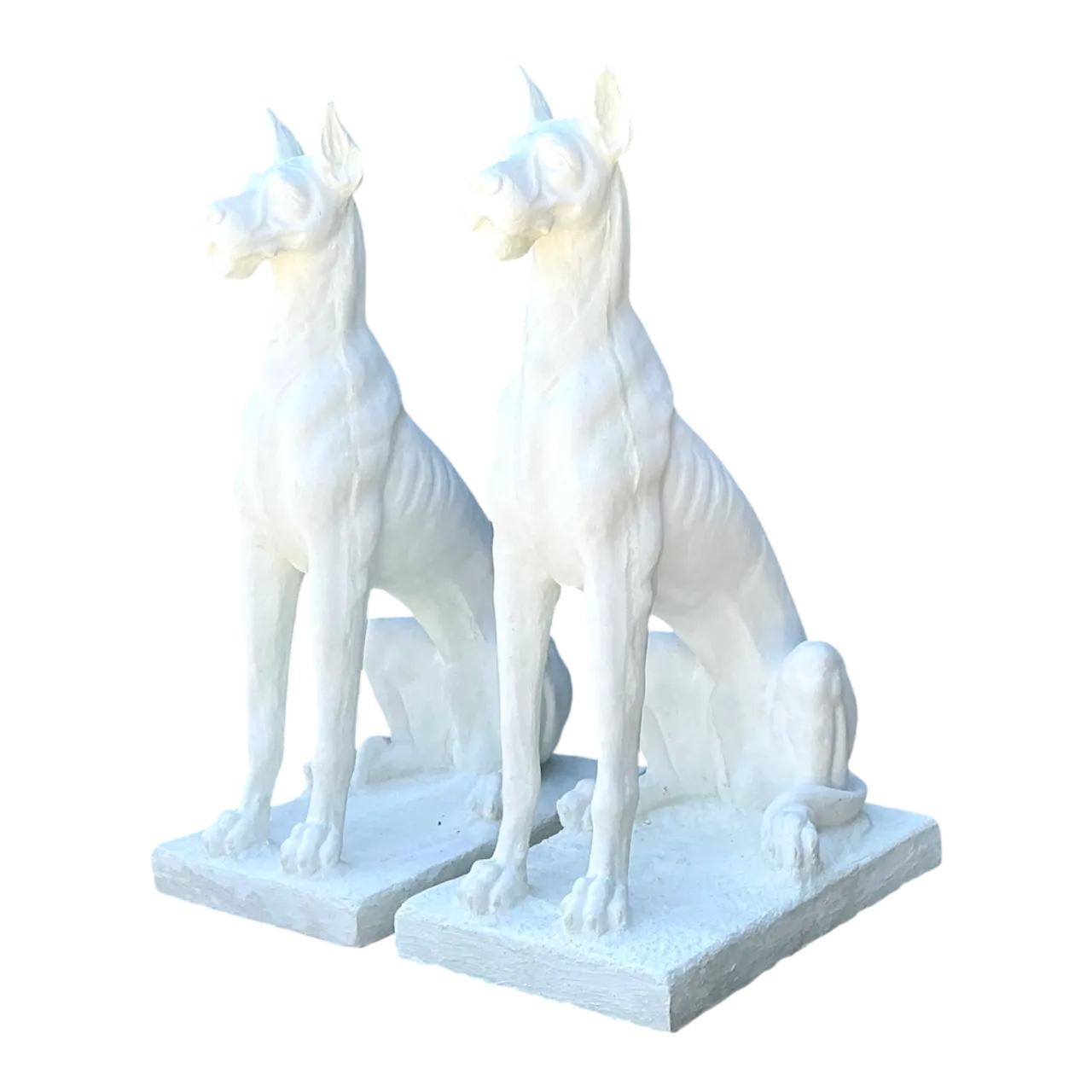 Vintage Solid Cast Cement Great Dane Statues - A Pair