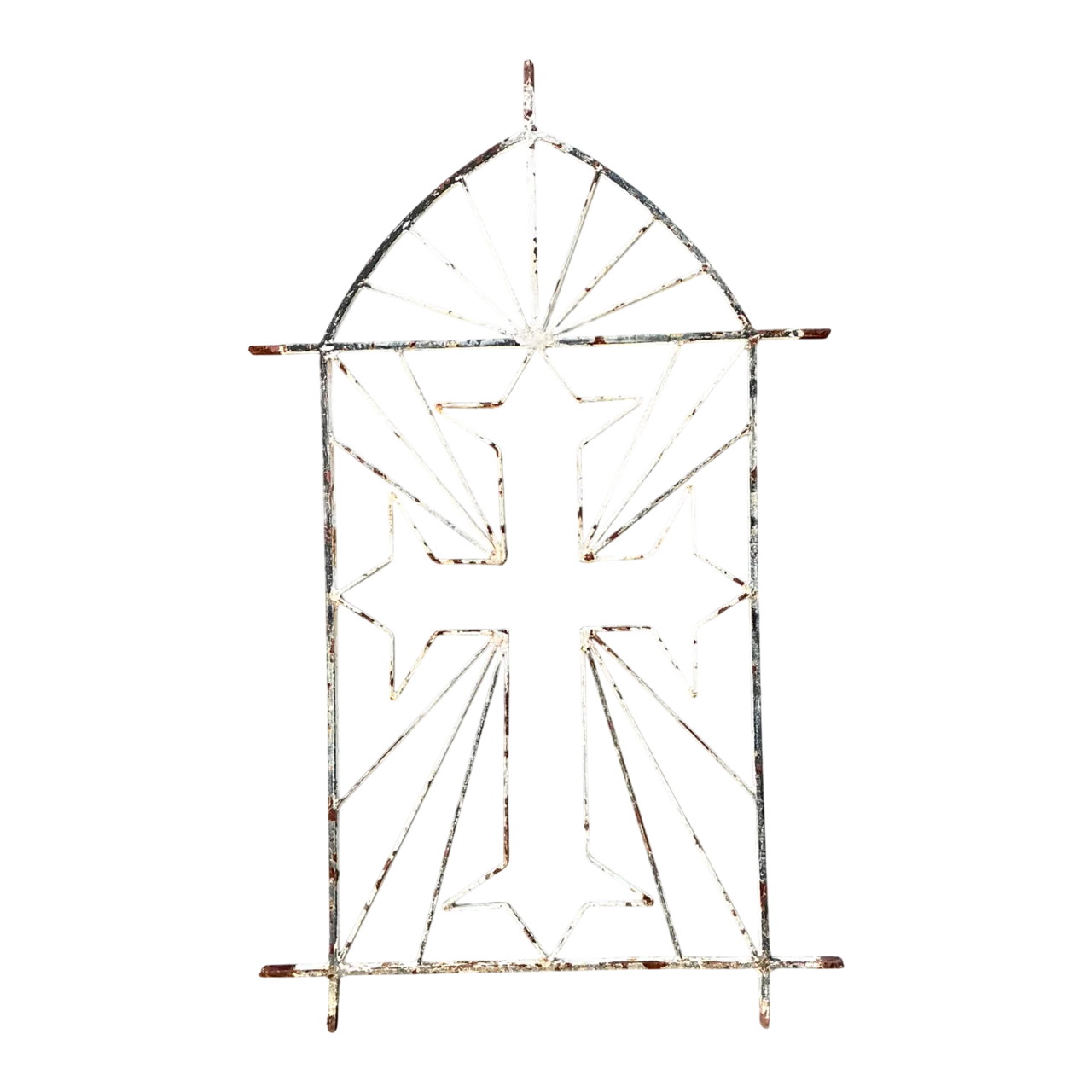 Vintage Architectural Element Metal Cross Window Grate