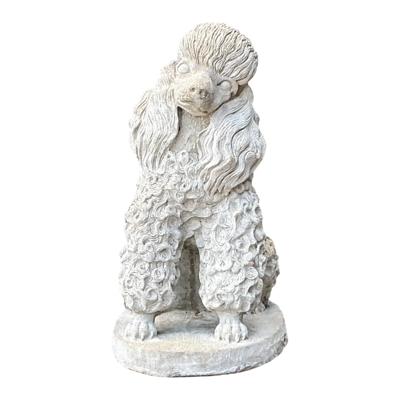 Vintage Cement Poodle Dog Statue