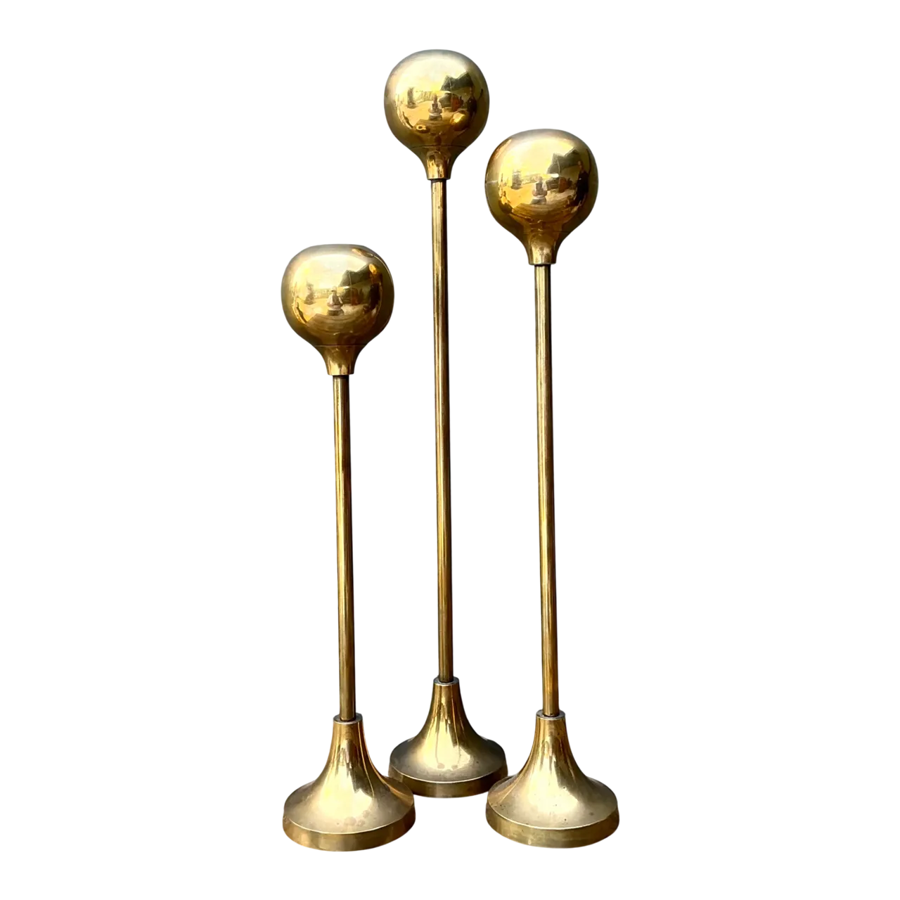 Vintage Brass Candle Holders - Set of Three