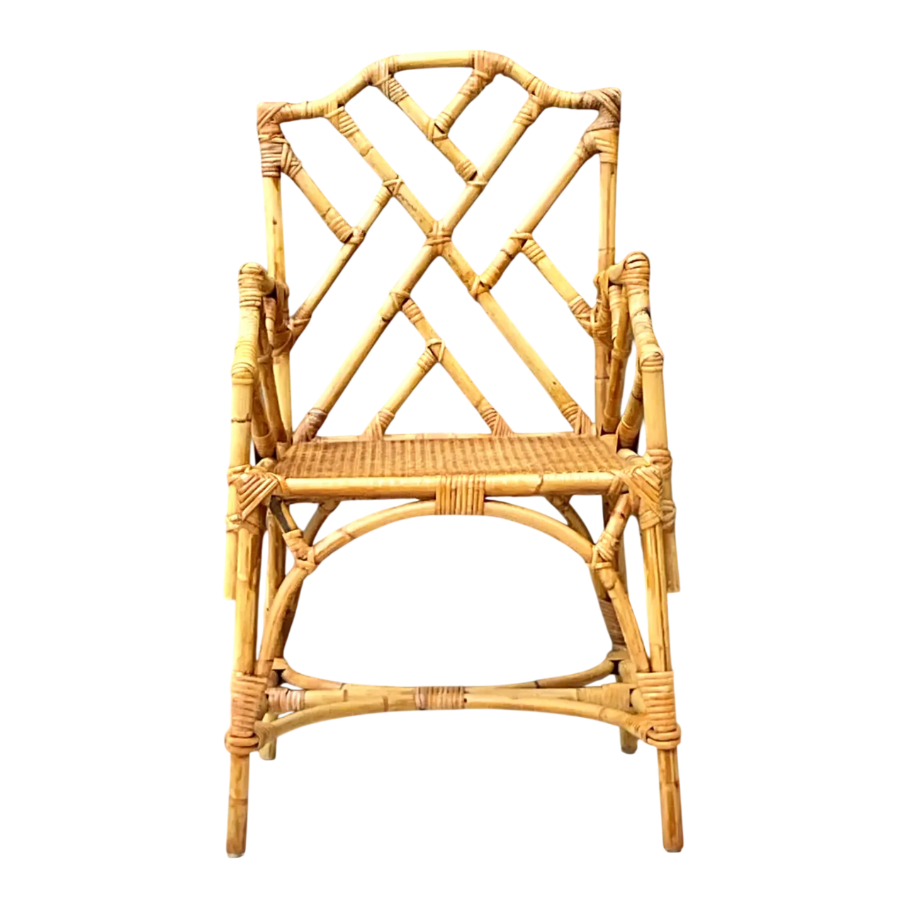 Vintage Chinese Chippendale Rattan Chair