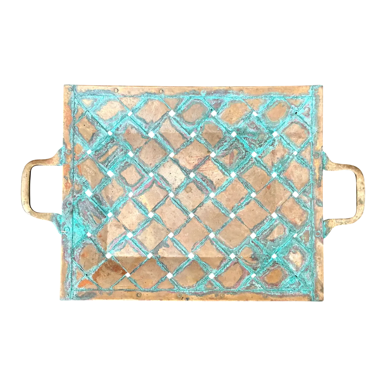 Vintage Patinated Copper Lattice Tray