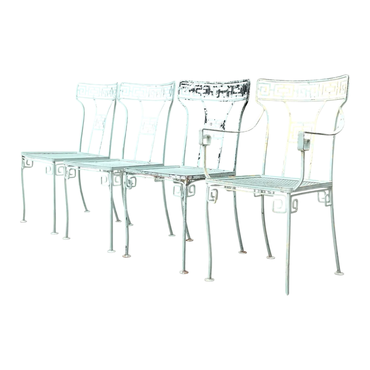 Vintage Meadowcraft Greek Key Outdoor Dining Chairs - Set of Four
