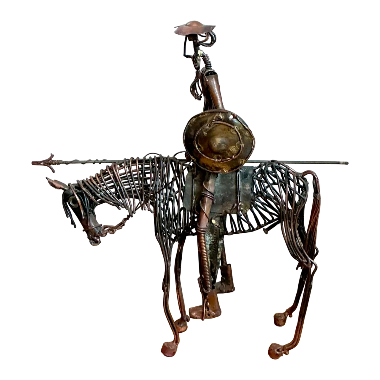 Vintage Wire Don Quixote and Horse Sculpture