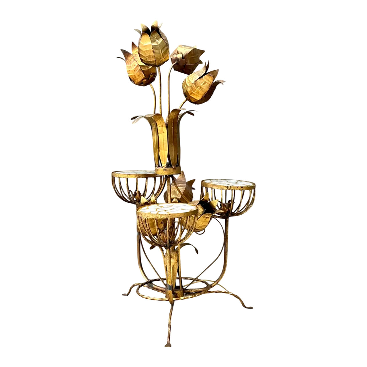 Mid-Century Italian Tole Flower Floor Lamp