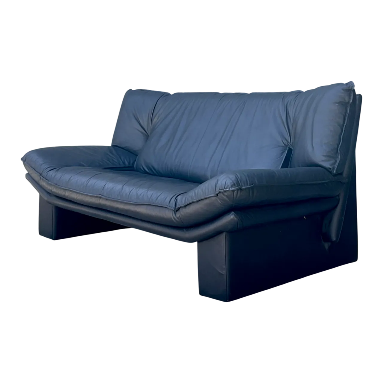 Vintage Nicoletti Salotti Black Leather Sofa