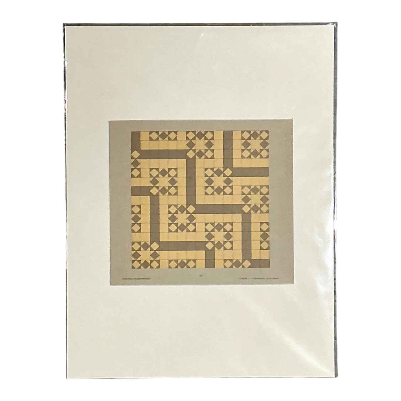 Vintage Geometric Tile Pattern Serigraph