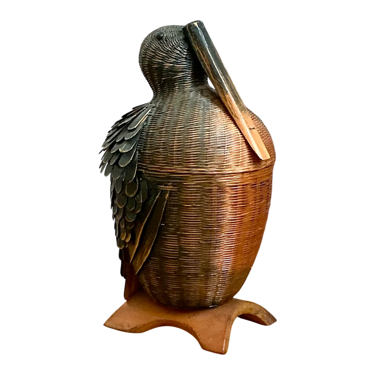 Vintage Shanghai Weave Rattan Pelican Basket
