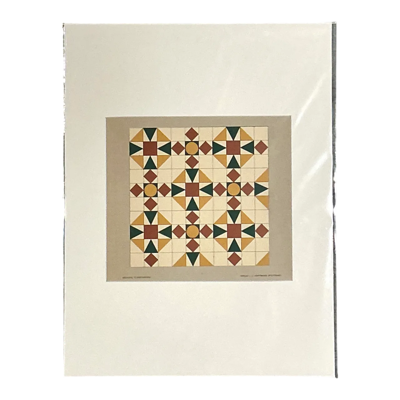 Vintage Geometric Tile Pattern Serigraph