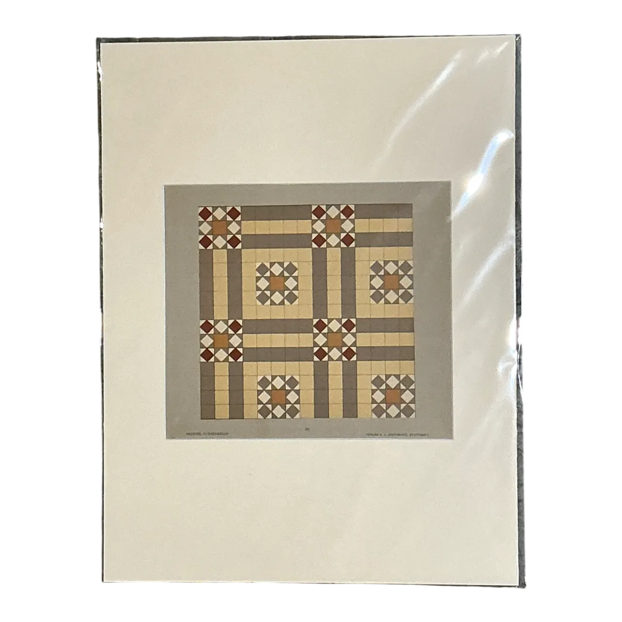 Vintage Geometric Tile Pattern Serigraph