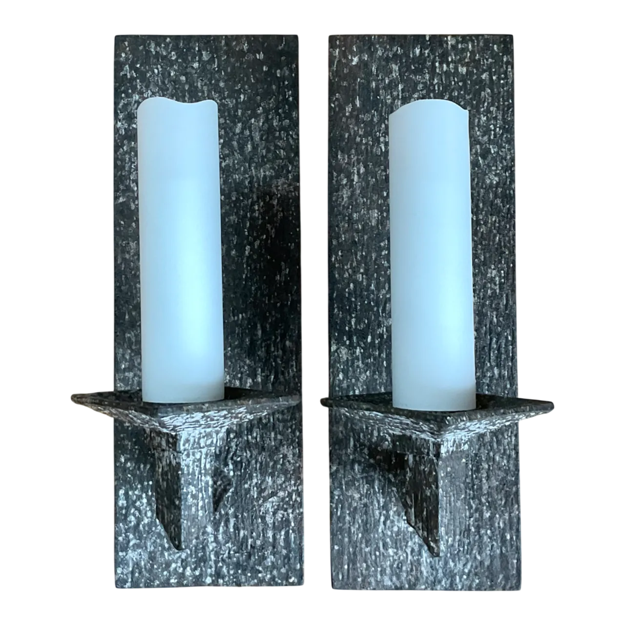 Vintage Frosted Glass and Metal Wall Sconces - A Pair