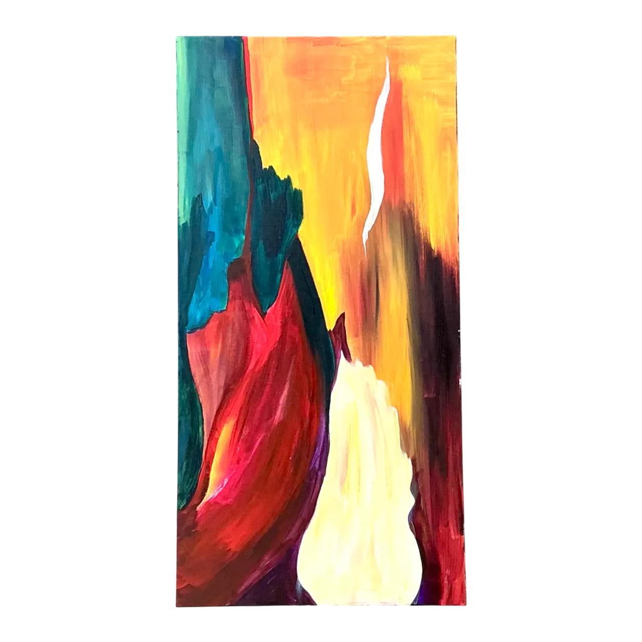Vintage Abstract Expressionist Painting on Canvas