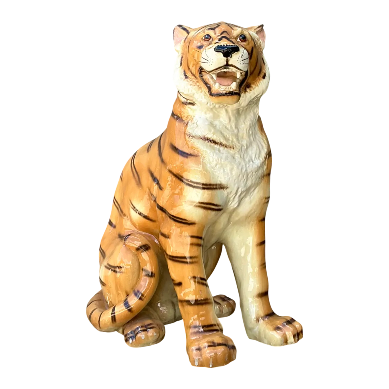 Vintage Italian Ceramic Tiger Statue