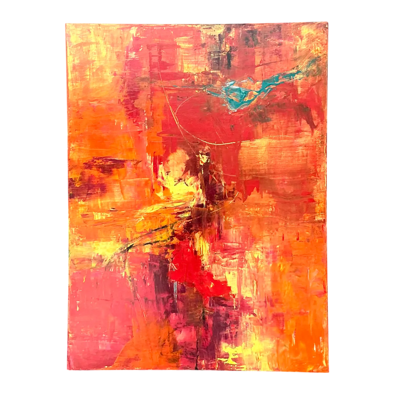 Vintage Abstract Expressionist Oil Painting on Canvas