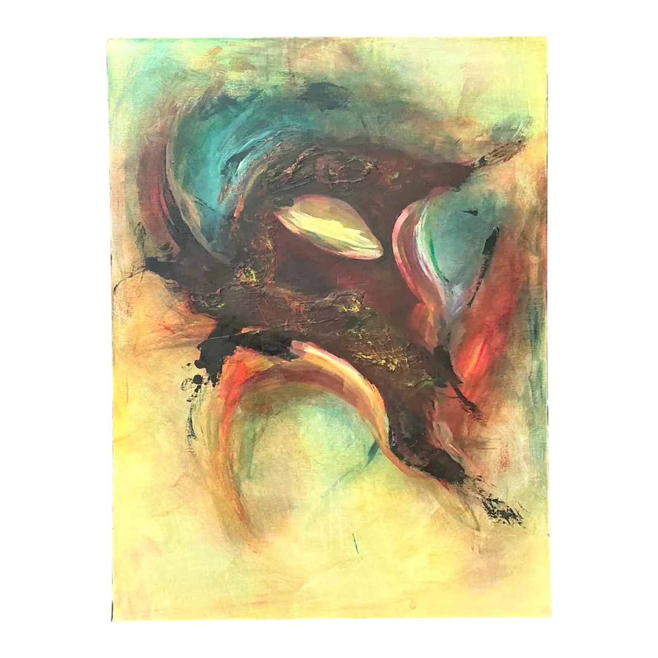Vintage Abstract Expressionist Oil Painting on Canvas