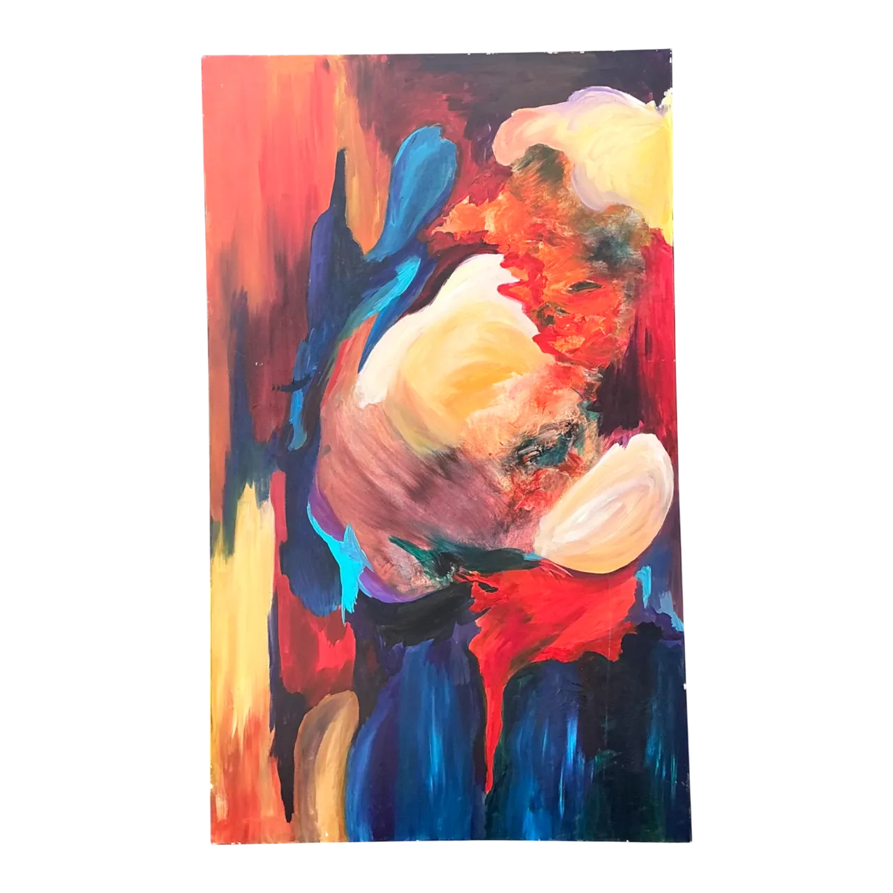 Vintage Abstract Expressionist Oil Painting on Canvas