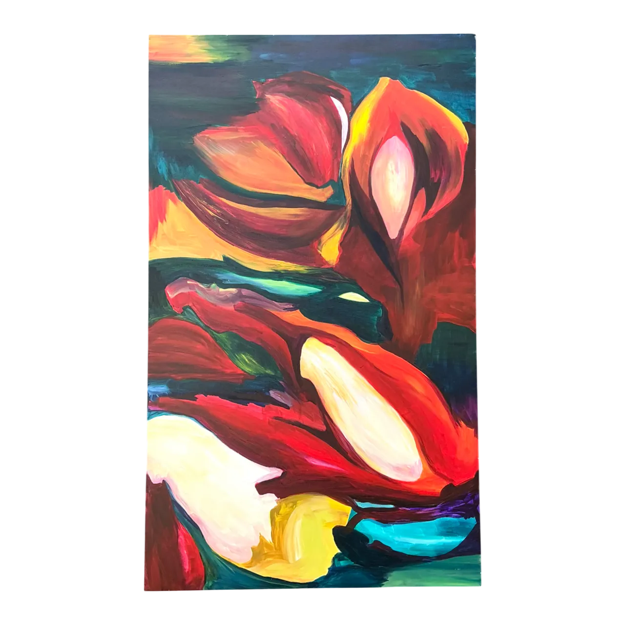 Vintage Abstract Expressionist Oil Painting on Canvas