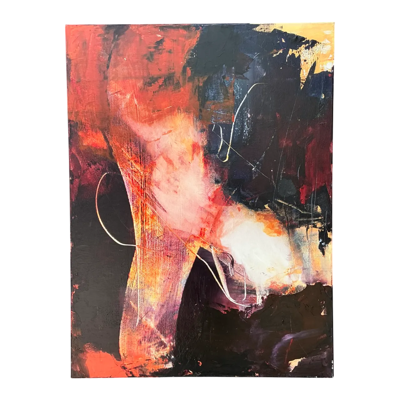 Vintage Abstract Expressionist Oil Painting on Canvas