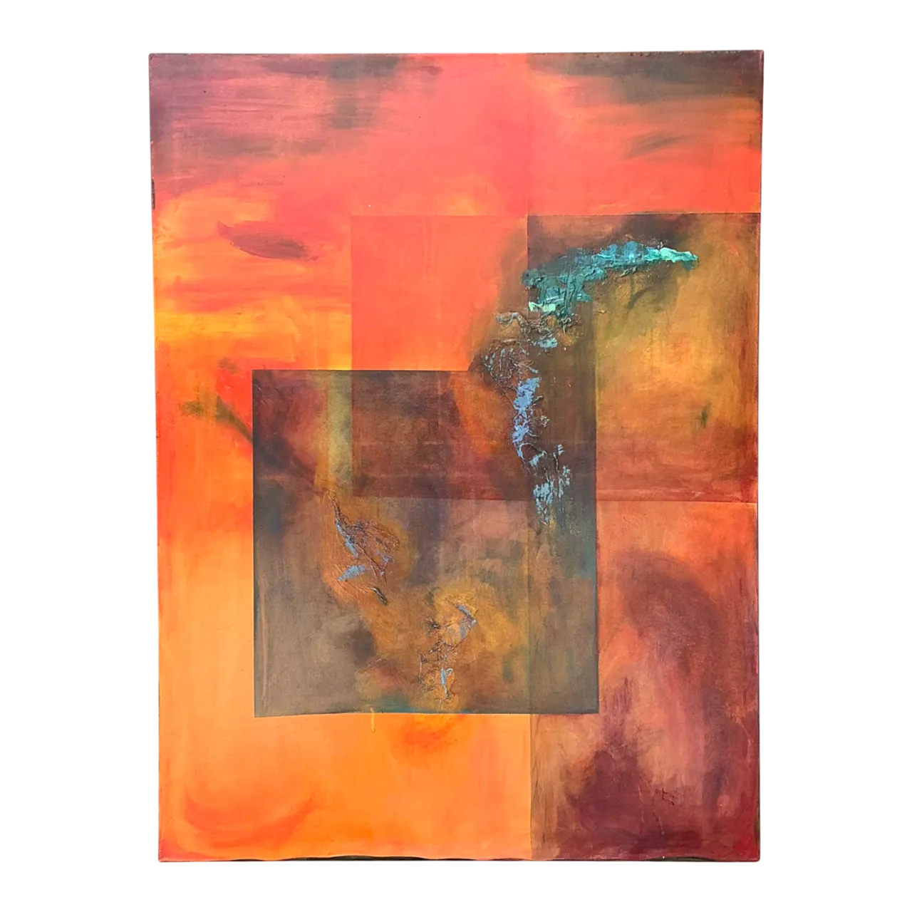 Vintage Abstract Expressionist Oil Painting on Canvas