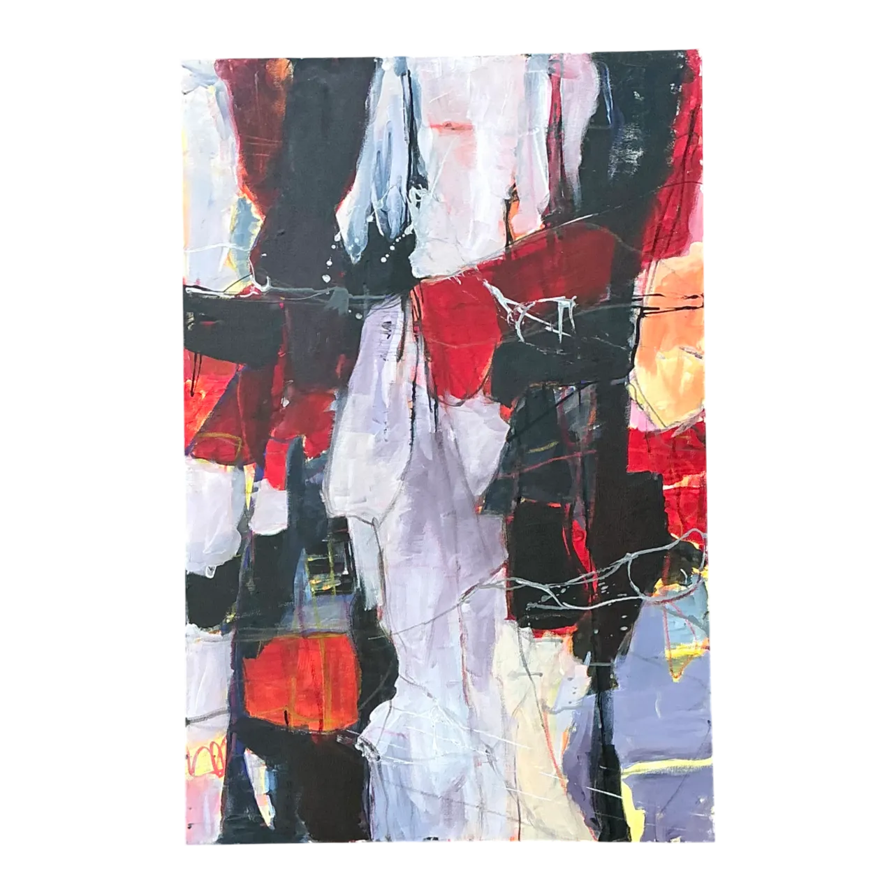 Vintage Abstract Expressionist Oil Painting on Canvas