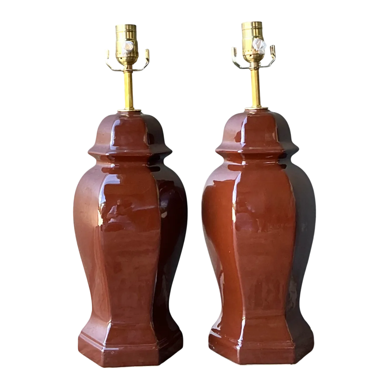 Vintage Ceramic Ginger Jar Table Lamps - A Pair