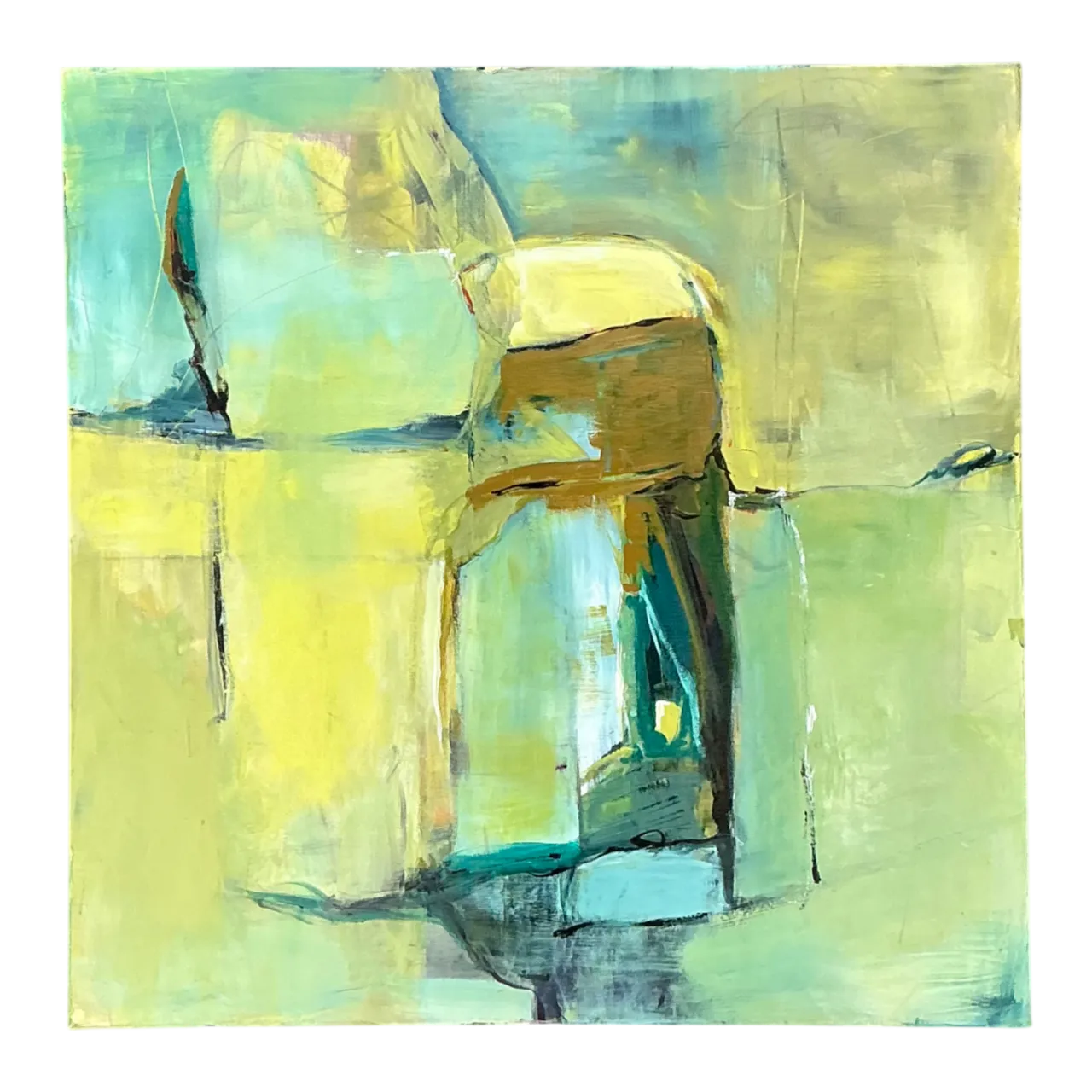 Vintage Abstract Expressionist Oil Painting on Canvas