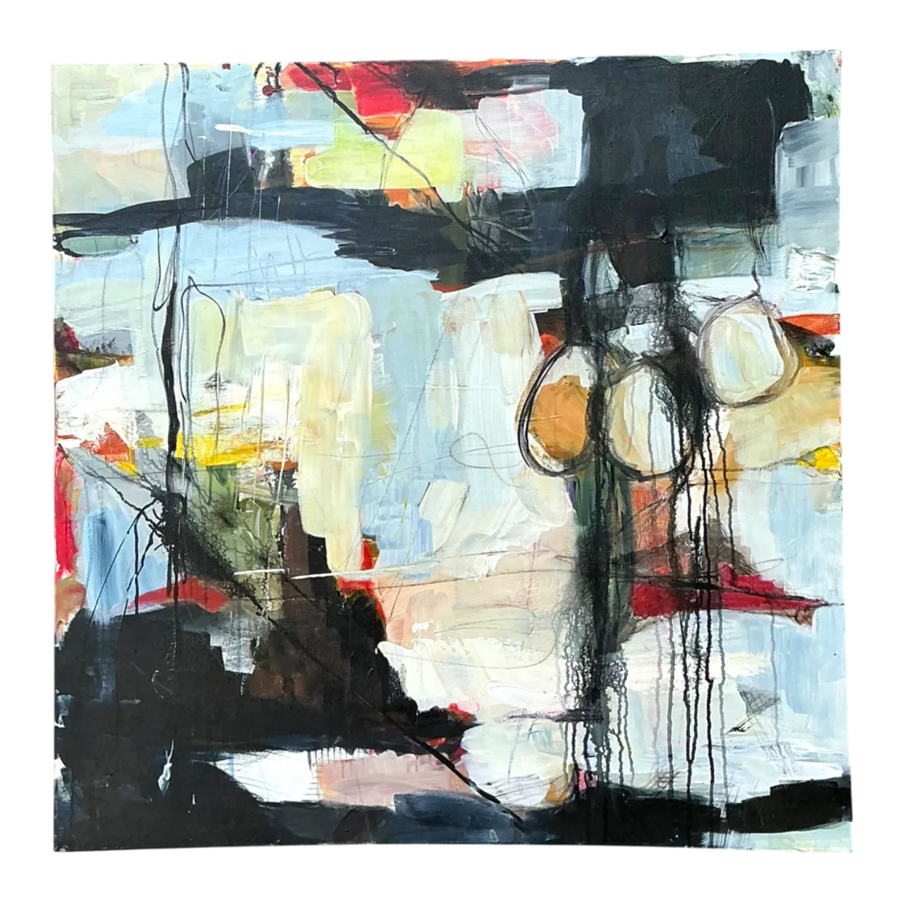 Vintage Abstract Expressionist Oil Painting on Canvas