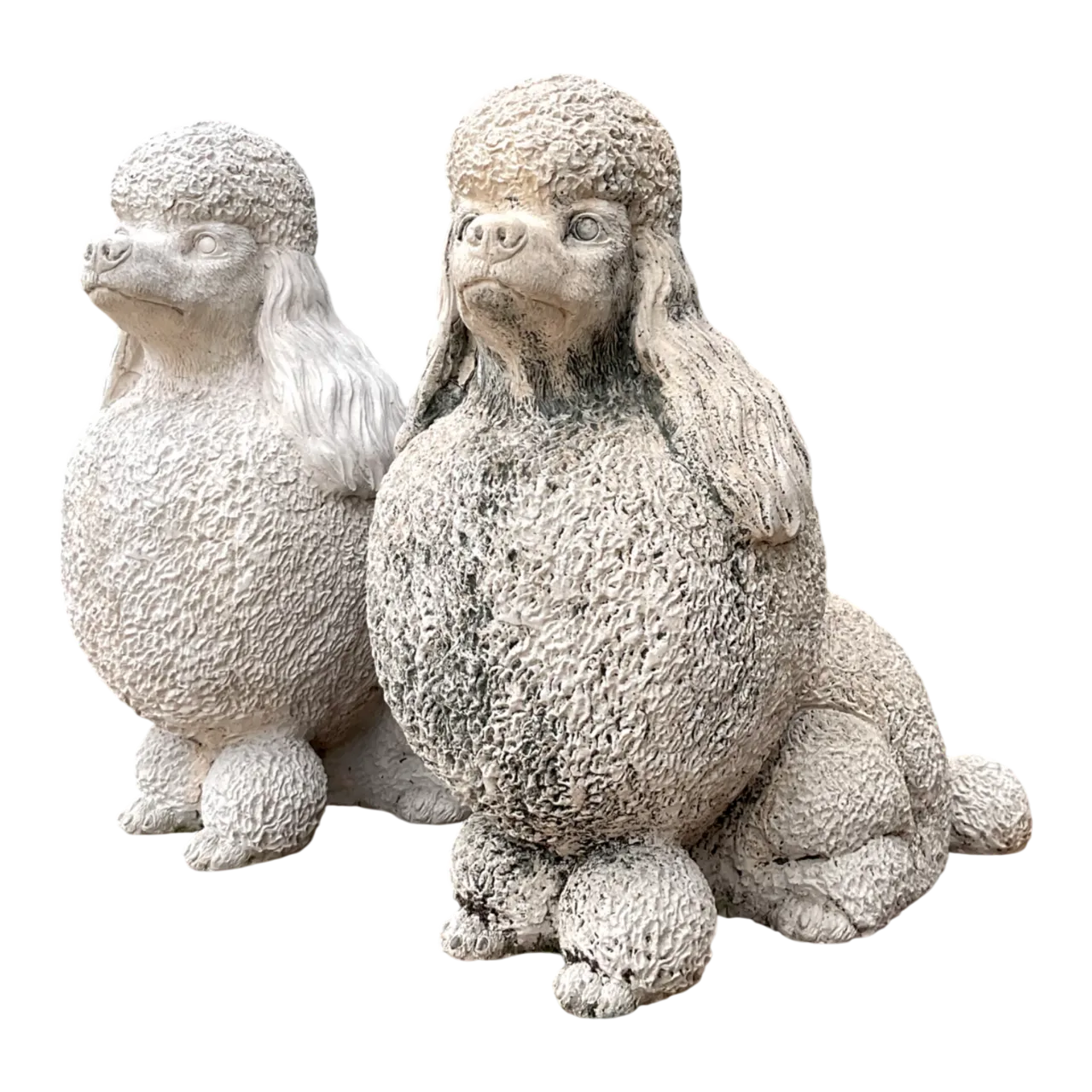 Vintage Cement Poodle Sculptures - A Pair