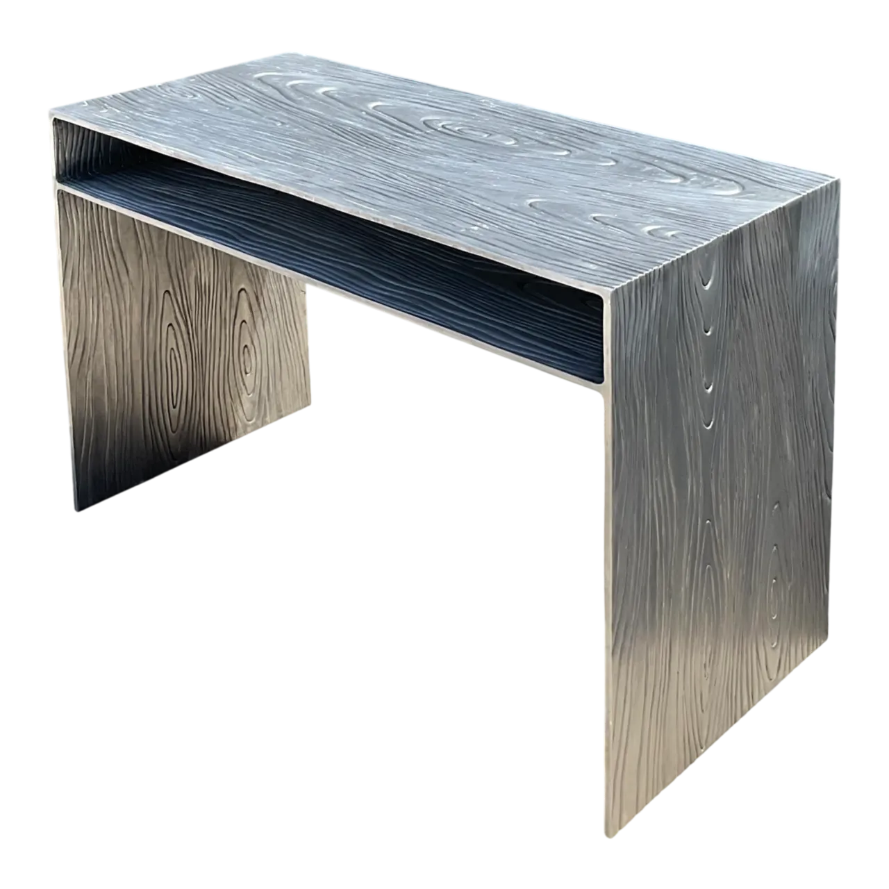 Vintage Wood Grain Metal Console Table