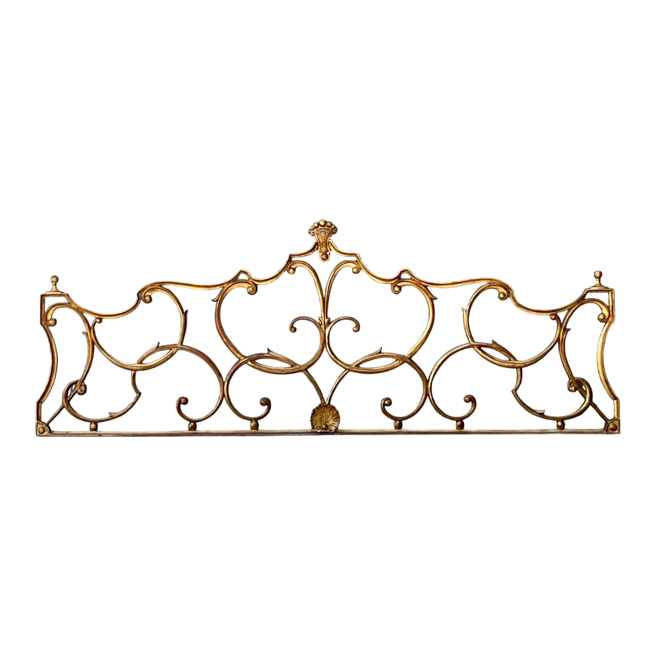 Vintage Italian Palladio Gilt King Scroll Headboard
