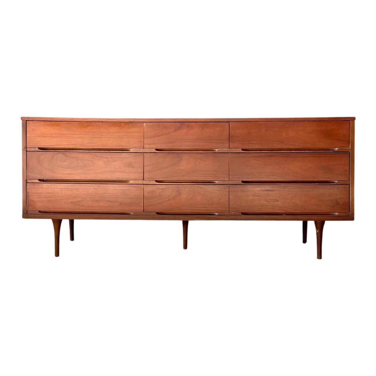 Vintage MCM Danish Teak Nine-Drawer Dresser