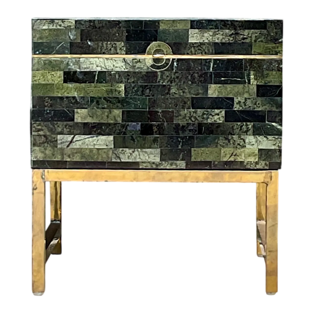 Vintage Stone and Metal Side Table