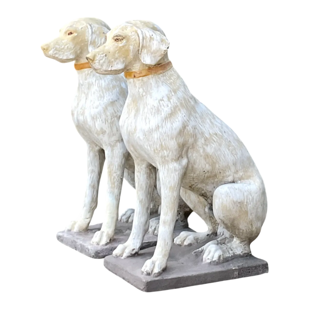 Vintage Cement Dog Sculptures - A Pair