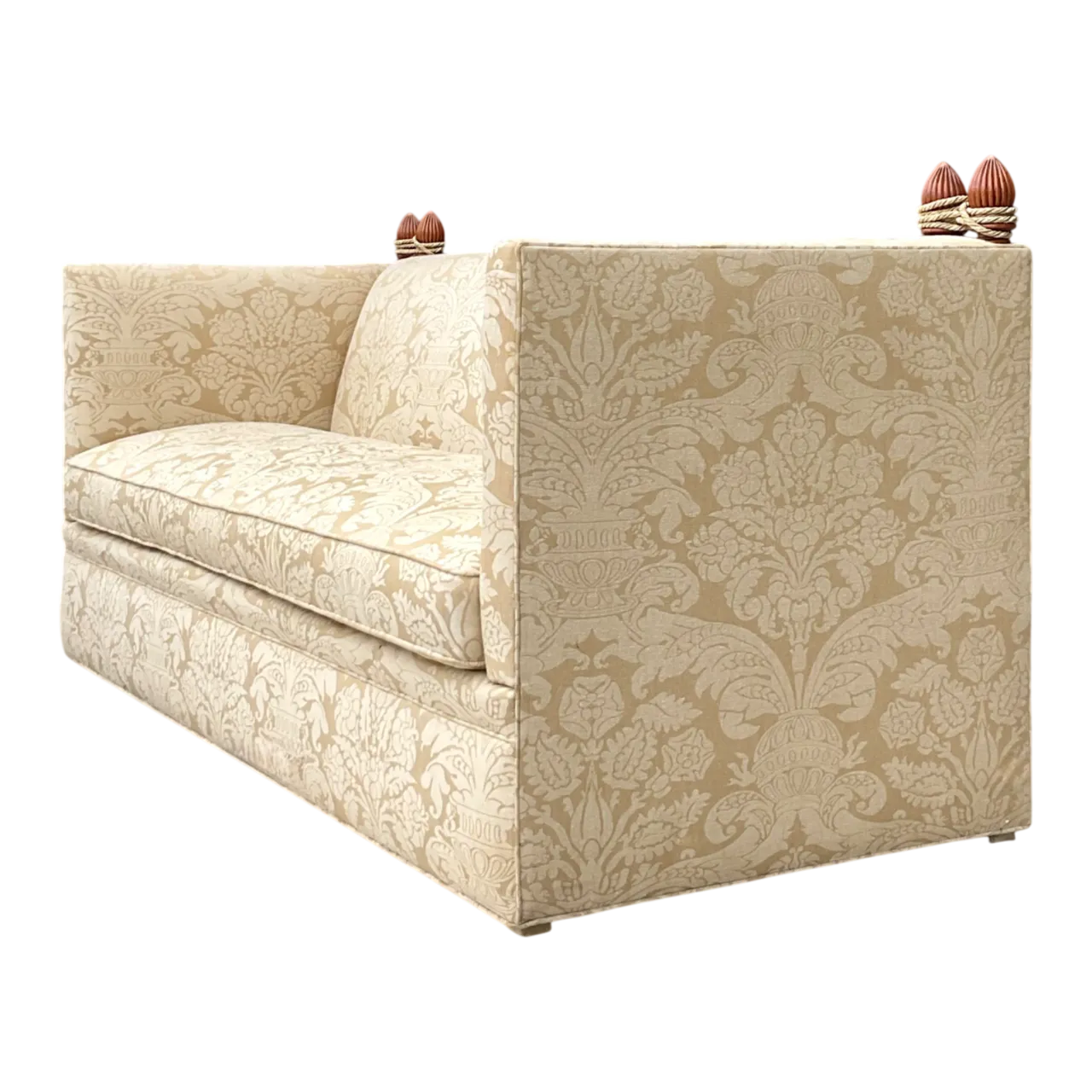 Vintage Edward Ferrell Jacquard Fleur De Lys Knole Sofa