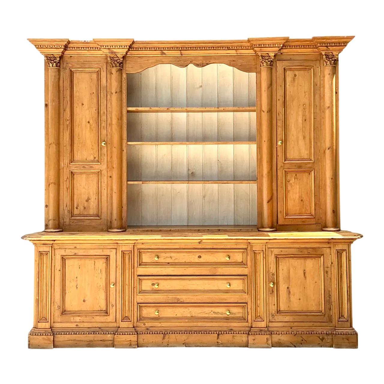 Vintage Monumental Rustic Pine Hutch