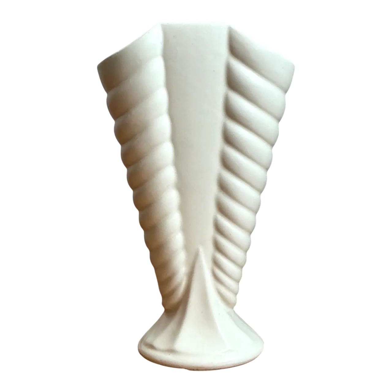 Vintage Matte Glaze Ribbed Ceramic Vase