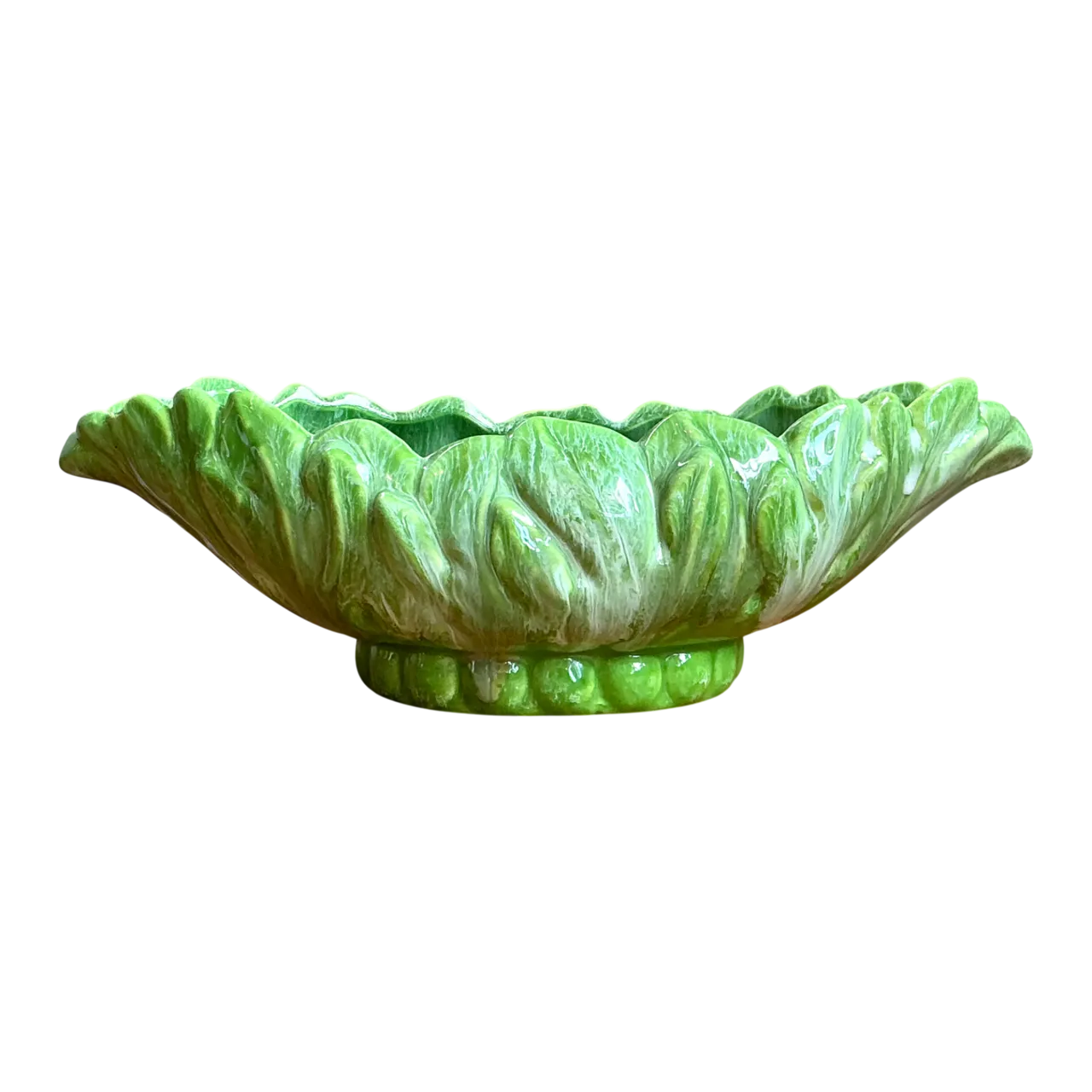 Vintage Green Portuguese Ceramic Decorative Bowl