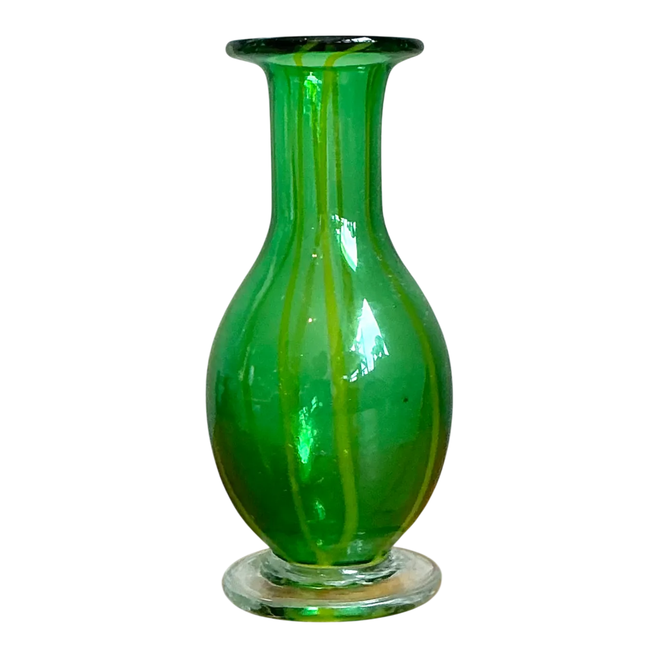 Vintage Italian Striped Green Glass Vase
