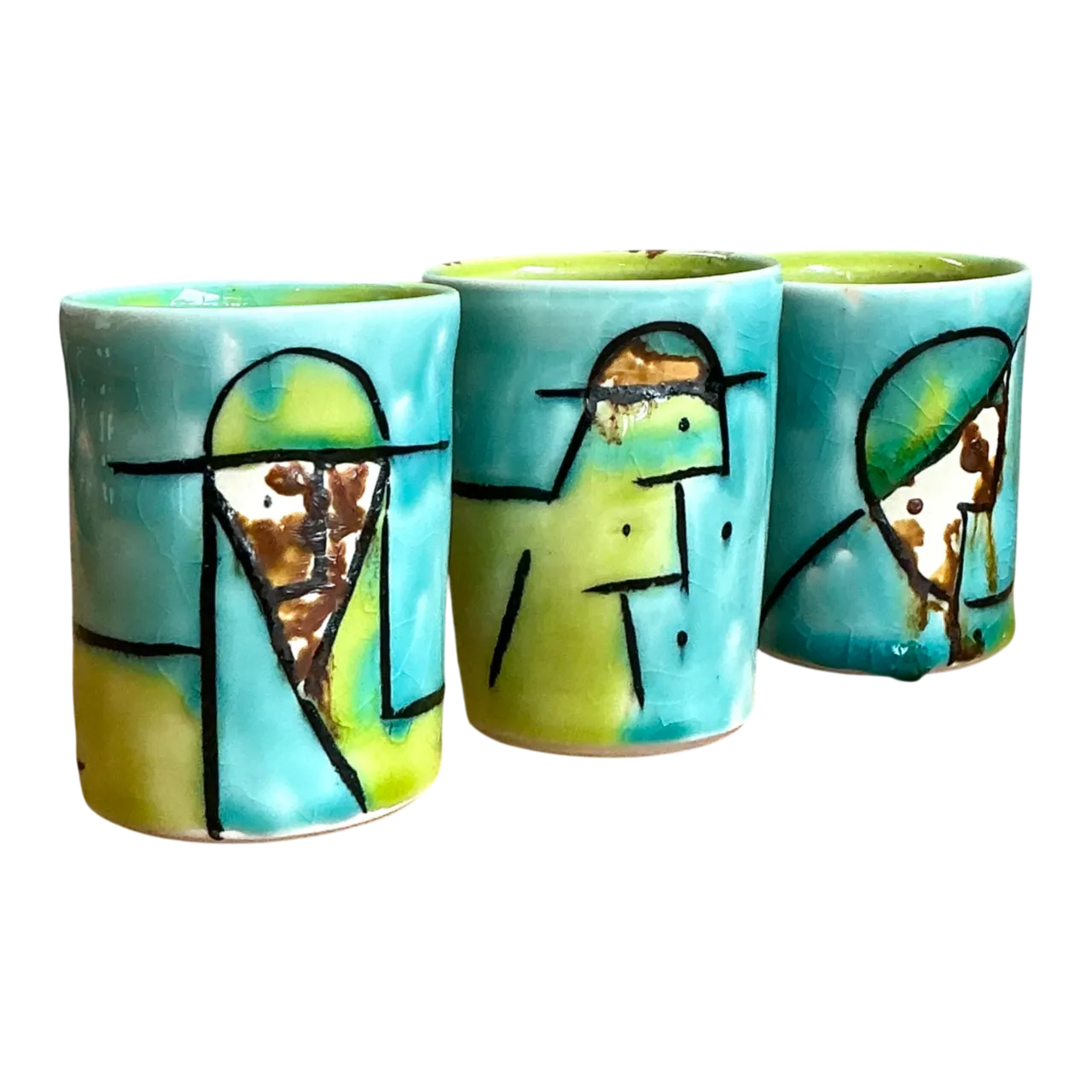 Vintage Hand-Painted Ceramic Cups