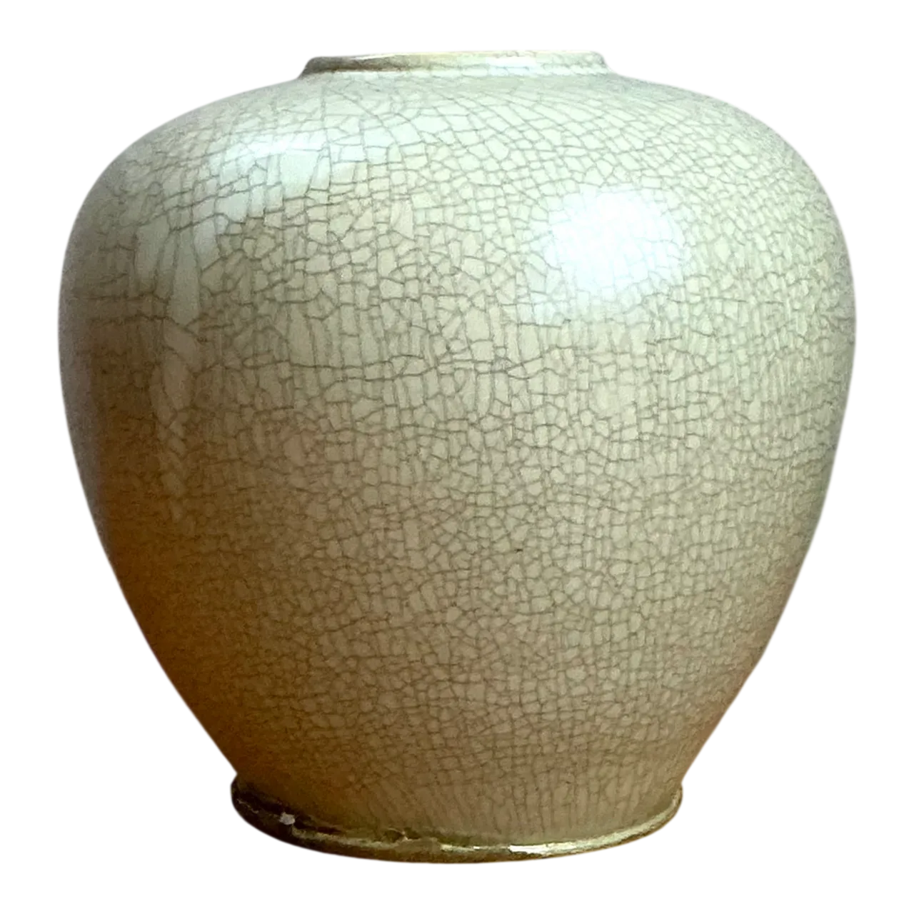 Vintage Celedon Crackle Glazed Ceramic Vase