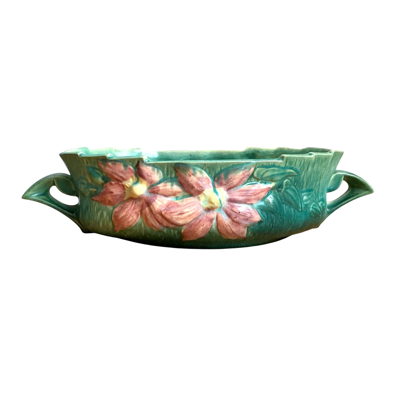 Vintage Roseville Floral Ceramic Bowl