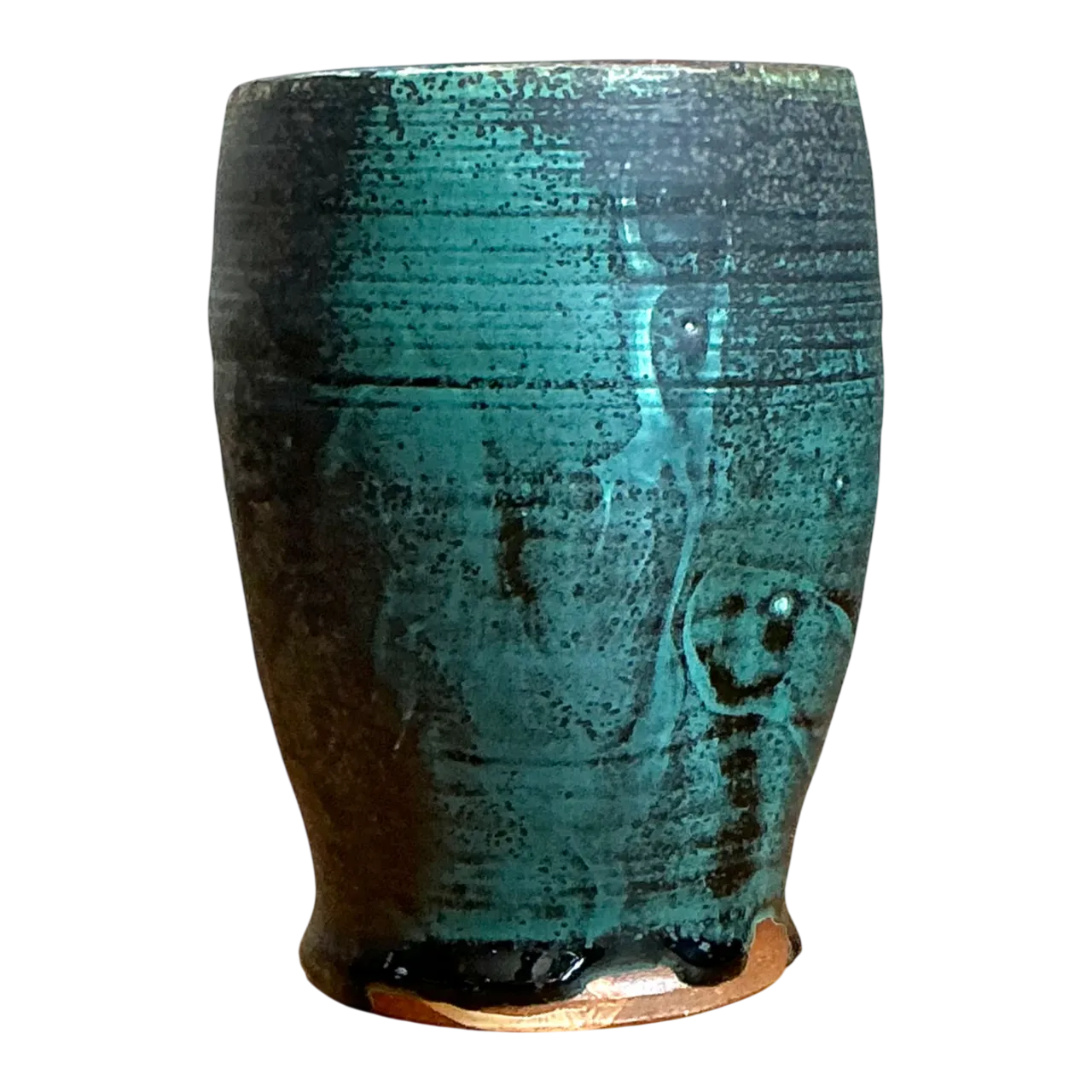 Vintage Blue Green Glazed Pottery Vase