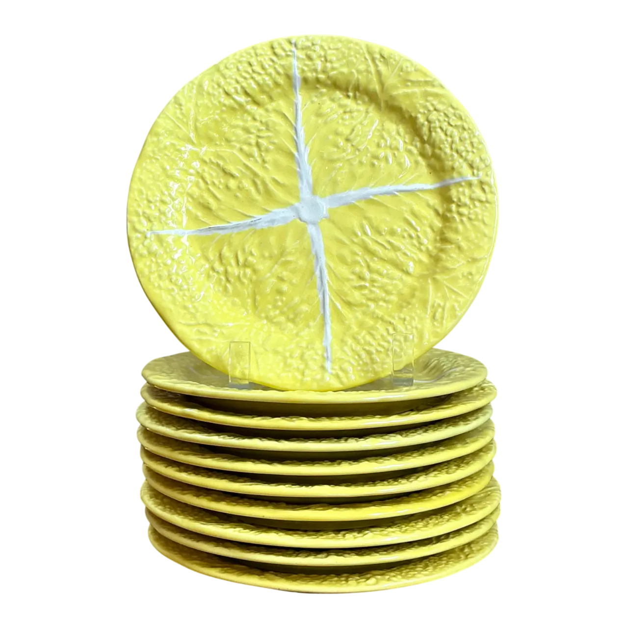 Vintage Portuguese Yellow Cabbage Leaf Plates
